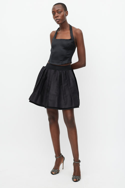 Dolce & Gabbana Black Pleat Layered Mini Skirt