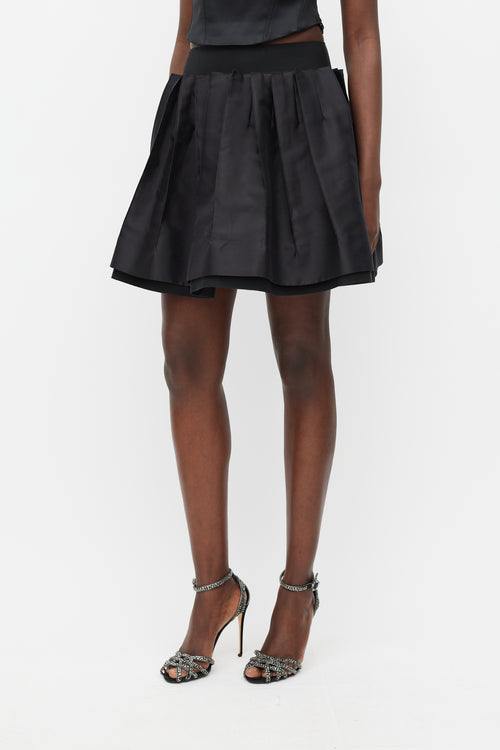 Dolce & Gabbana Black Pleat Layered Mini Skirt