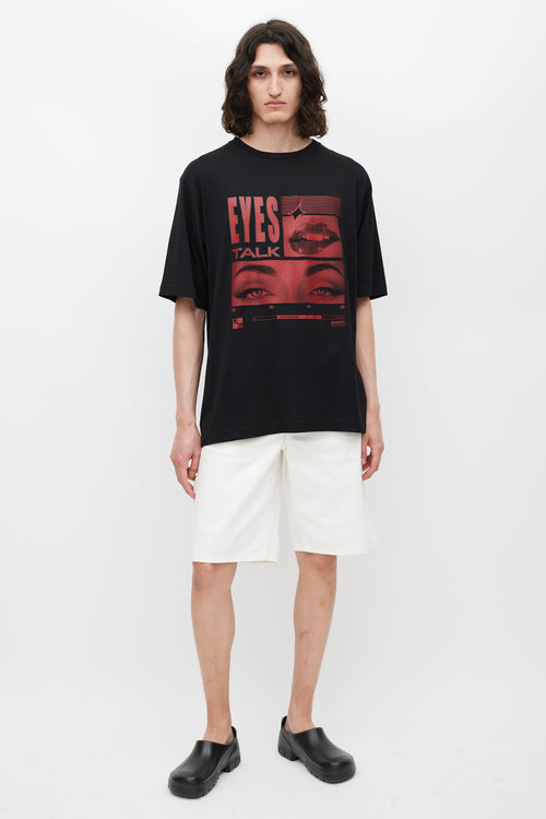 Dolce & Gabbana Black & Red Eyes Talk Logo T-Shirt