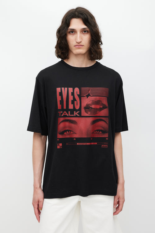 Dolce & Gabbana Black & Red Eyes Talk Logo T-Shirt