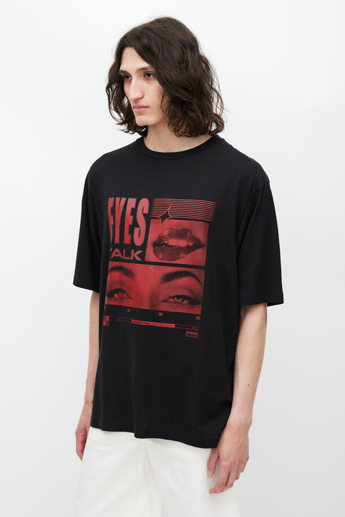 Dolce & Gabbana Black & Red Eyes Talk Logo T-Shirt