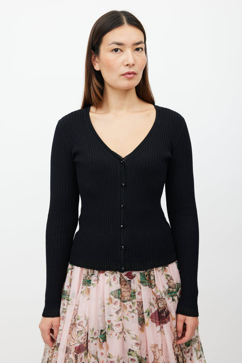 Dolce & Gabbana Black Ribbed Cardigan