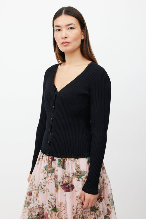 Dolce & Gabbana Black Ribbed Cardigan