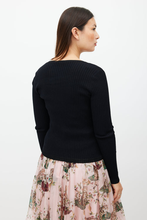 Dolce & Gabbana Black Ribbed Cardigan