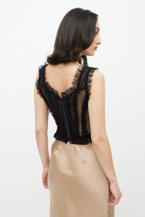Dolce & Gabbana Black Ruffled Mesh Corset