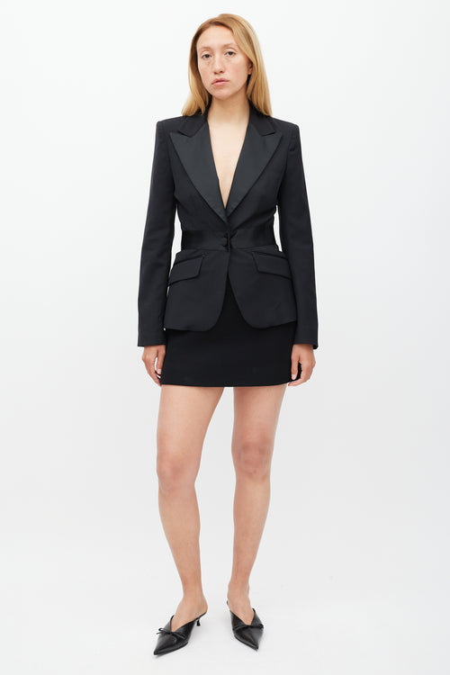 Dolce & Gabbana Black Satin Panel Two Pocket Blazer