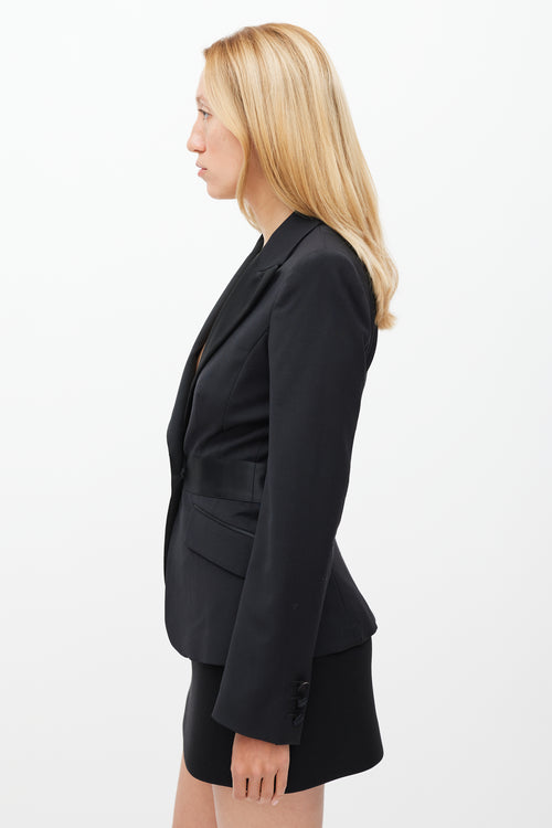 Dolce & Gabbana Black Satin Panel Two Pocket Blazer