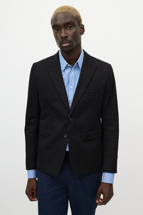Dolce & Gabbana Black Silk Blend Panelled Blazer