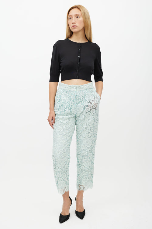 Dolce & Gabbana Black Silk Cropped Cardigan