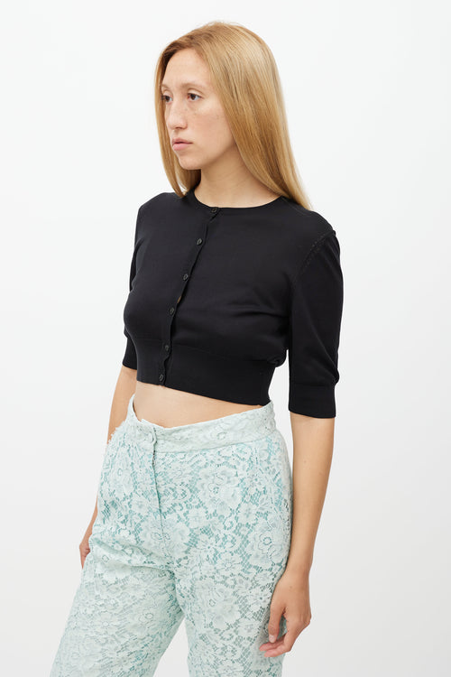 Dolce & Gabbana Black Silk Cropped Cardigan