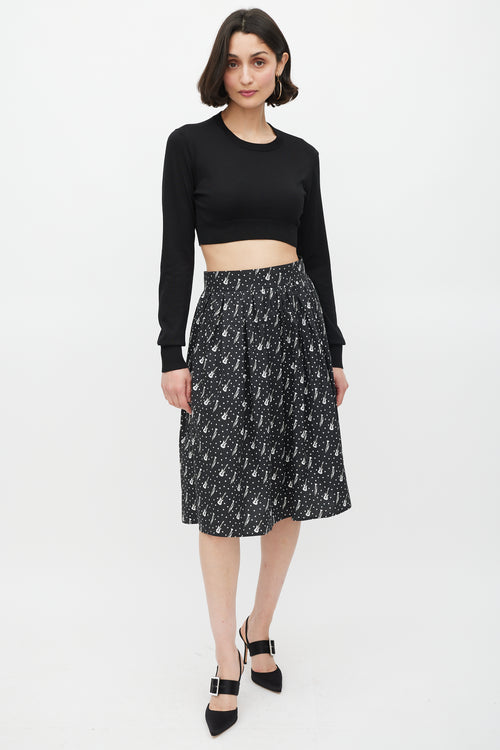 Dolce & Gabbana Black Silk Knit Cropped Sweater