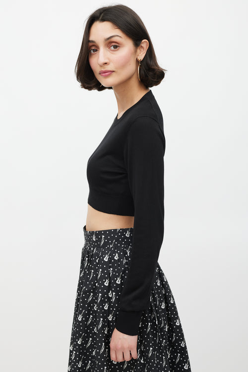 Dolce & Gabbana Black Silk Knit Cropped Sweater