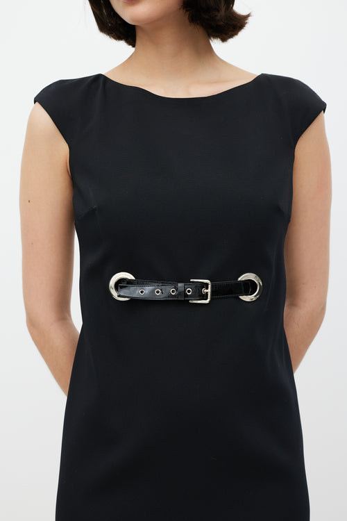 Dolce & Gabbana Black & Silver Belted Dress