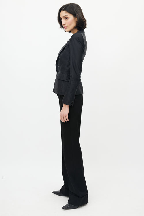 Dolce & Gabbana Black Striped Structured Blazer