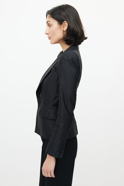 Dolce & Gabbana Black Striped Structured Blazer