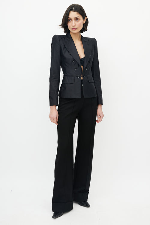Dolce & Gabbana Black Striped Structured Blazer