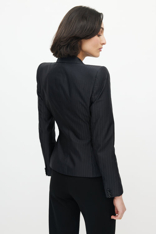 Dolce & Gabbana Black Striped Structured Blazer