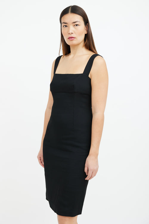 Dolce & Gabbana Black Textured Wool Midi Dress
