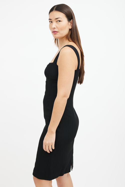 Dolce & Gabbana Black Textured Wool Midi Dress