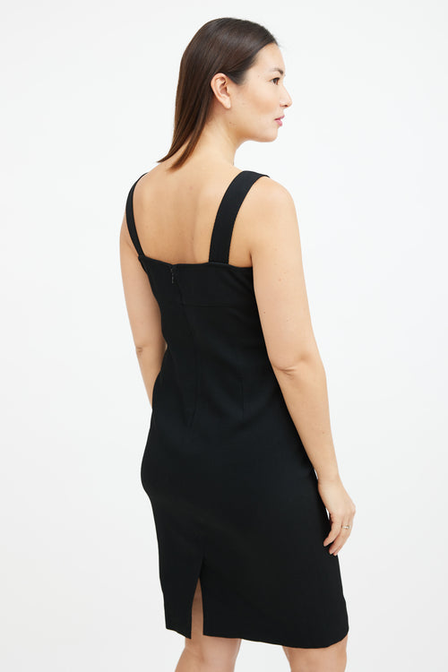 Dolce & Gabbana Black Textured Wool Midi Dress