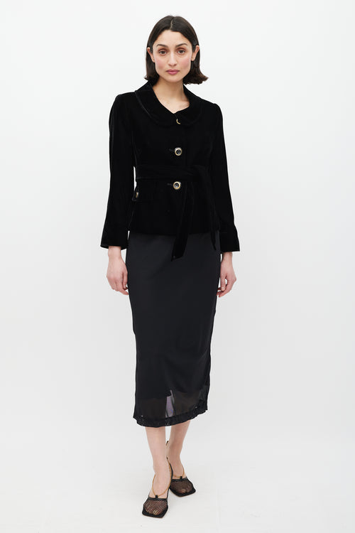 Dolce & Gabbana Black Velour Belted Jacket