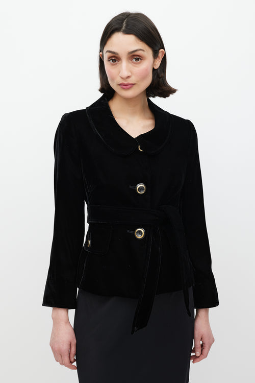 Dolce & Gabbana Black Velour Belted Jacket
