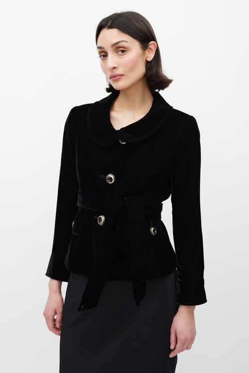 Dolce & Gabbana Black Velour Belted Jacket