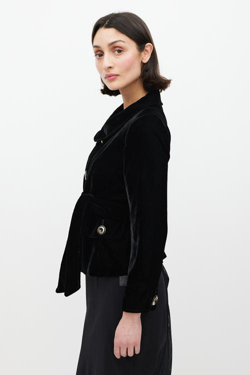 Dolce & Gabbana Black Velour Belted Jacket