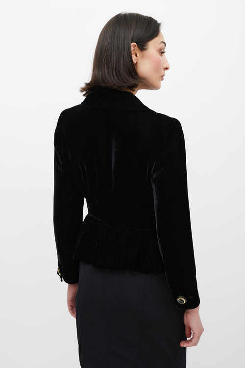 Dolce & Gabbana Black Velour Belted Jacket