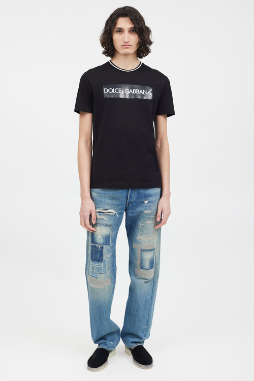 Dolce & Gabbana Black & White Logo Print T-Shirt