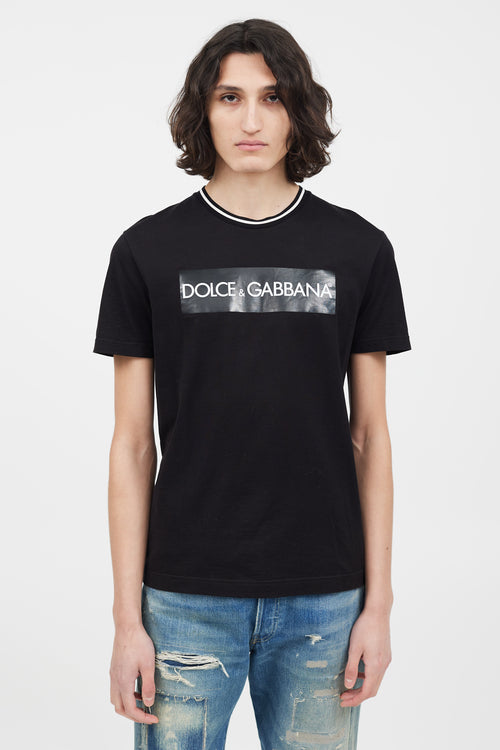 Dolce & Gabbana Black & White Logo Print T-Shirt