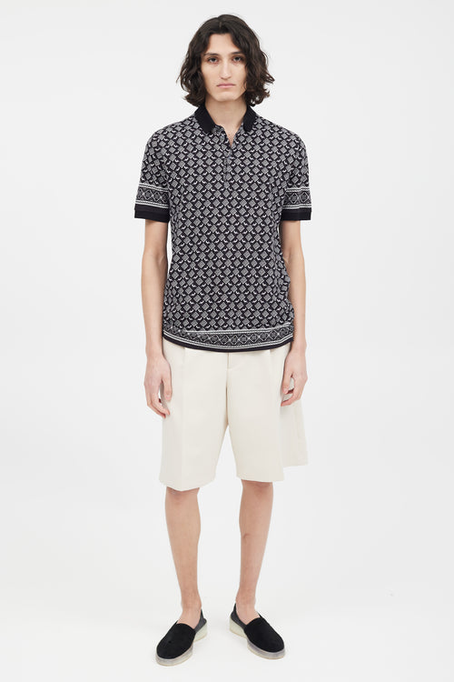 Dolce & Gabbana Black & White Pattern Polo