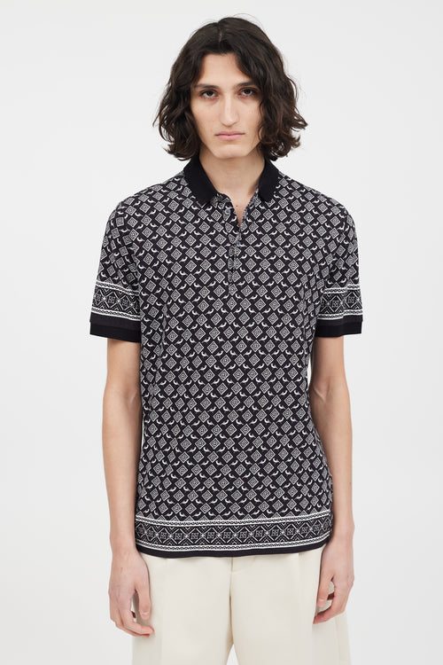 Dolce & Gabbana Black & White Pattern Polo