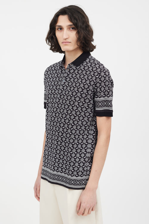 Dolce & Gabbana Black & White Pattern Polo