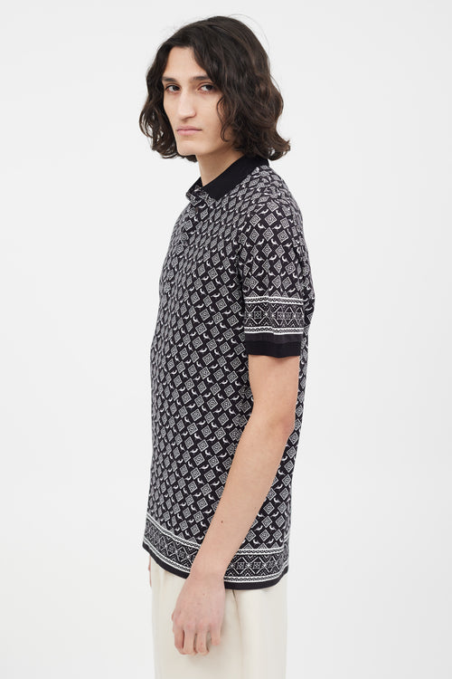 Dolce & Gabbana Black & White Pattern Polo