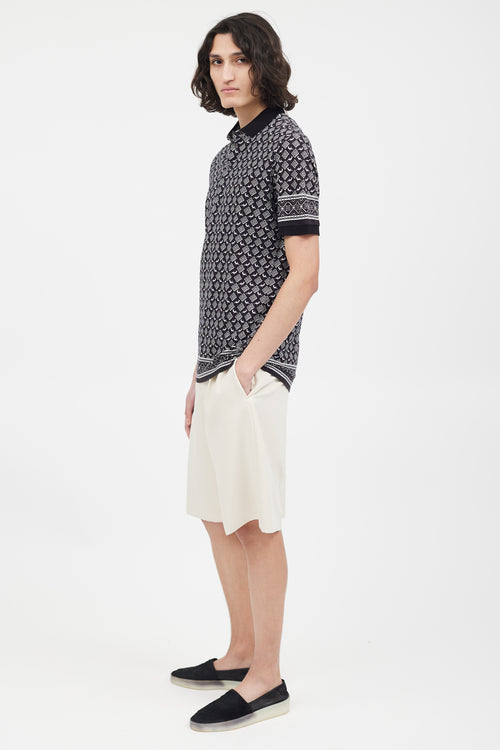 Dolce & Gabbana Black & White Pattern Polo