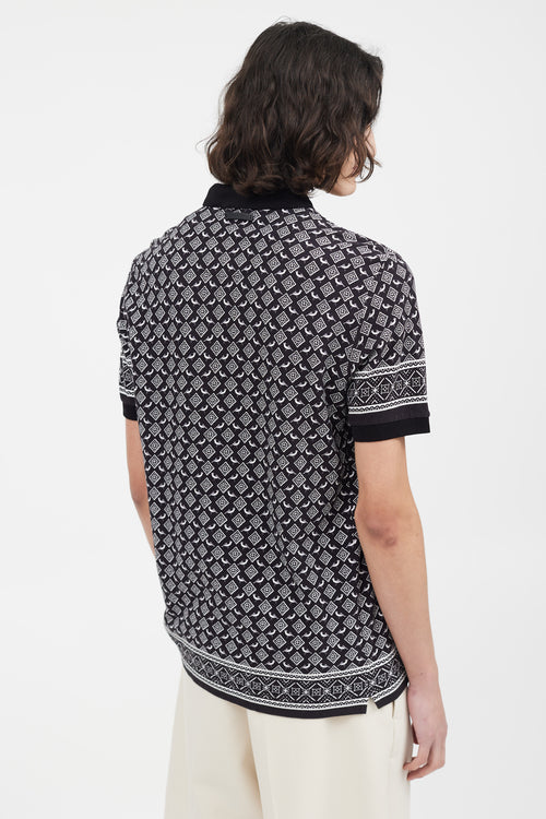 Dolce & Gabbana Black & White Pattern Polo