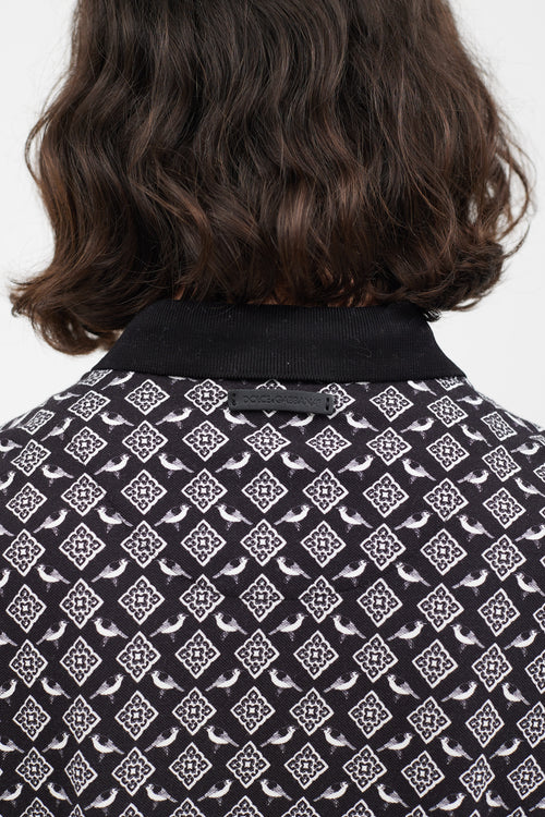 Dolce & Gabbana Black & White Pattern Polo