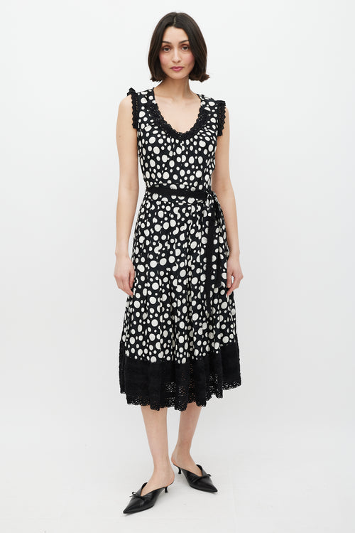 Dolce & Gabbana Black & White Polka Dot Lace Dress