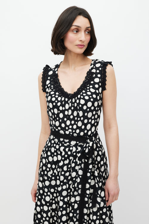 Dolce & Gabbana Black & White Polka Dot Lace Dress