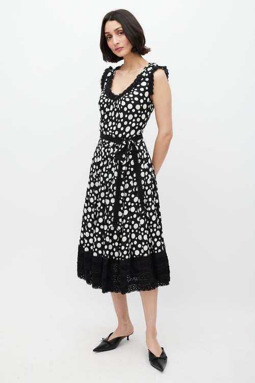 Dolce & Gabbana Black & White Polka Dot Lace Dress
