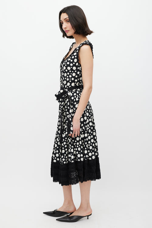 Dolce & Gabbana Black & White Polka Dot Lace Dress