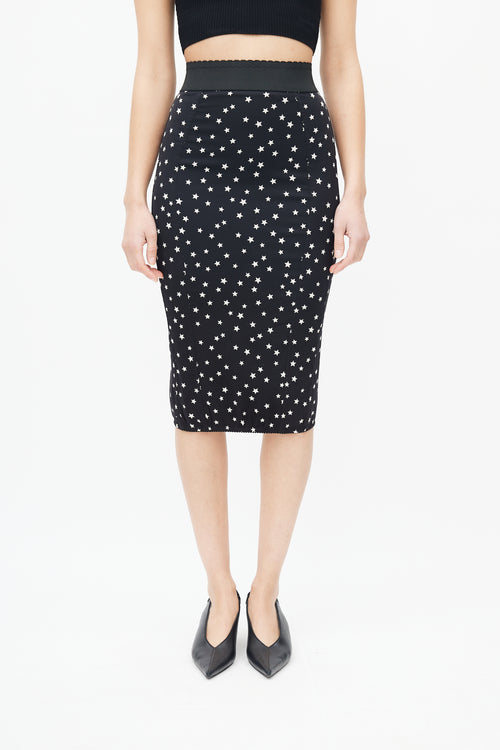 Dolce & Gabbana Black & White Star Skirt