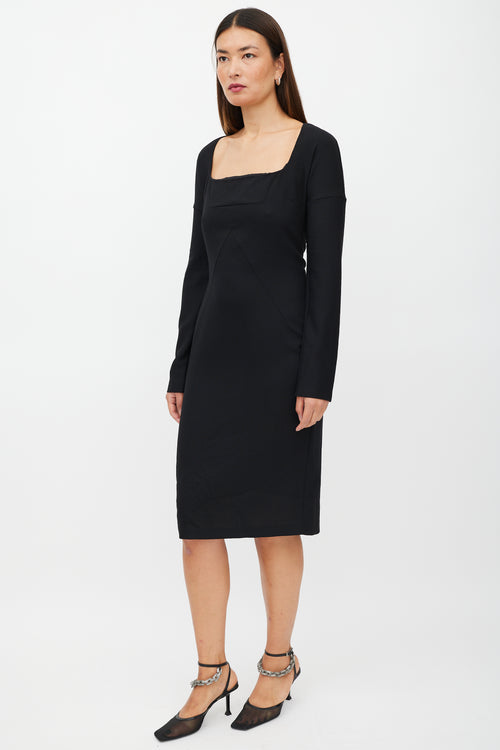 Dolce & Gabbana Black Wool Long Sleeve Dress