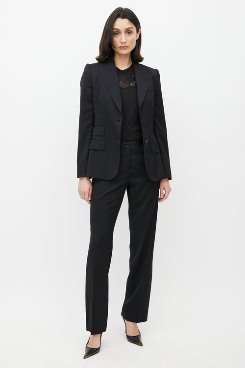 Dolce & Gabbana Black Wool Pinstripe Two Piece Suit