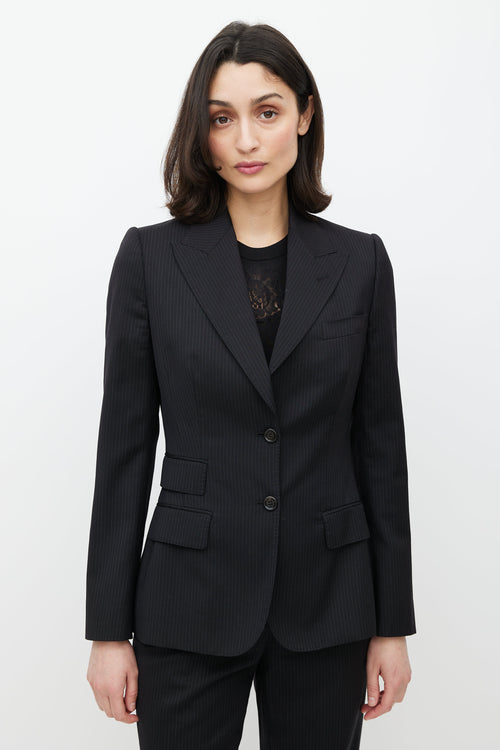 Dolce & Gabbana Black Wool Pinstripe Two Piece Suit