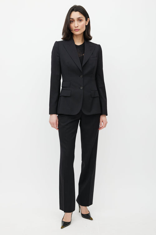 Dolce & Gabbana Black Wool Pinstripe Two Piece Suit