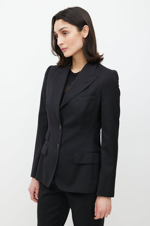 Dolce & Gabbana Black Wool Pinstripe Two Piece Suit