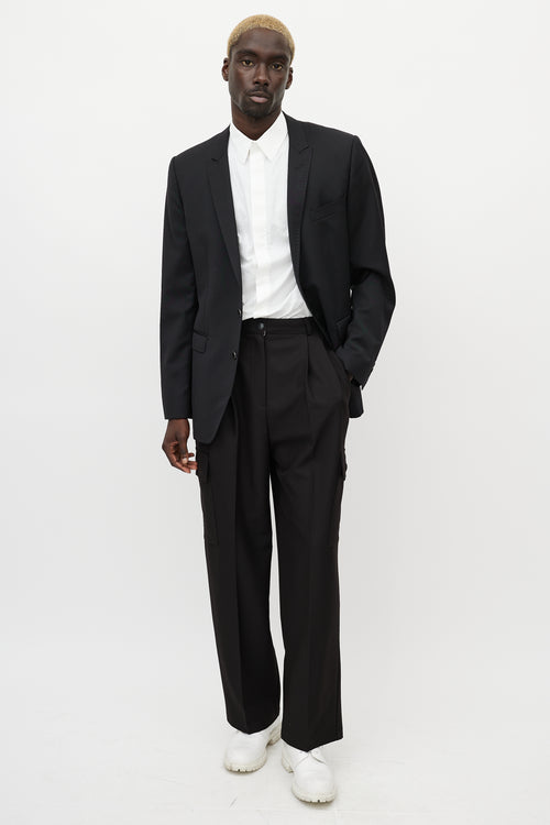 Dolce & Gabbana Black Wool Topstitch Blazer