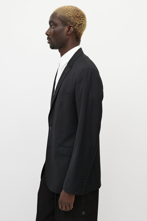 Dolce & Gabbana Black Wool Topstitch Blazer
